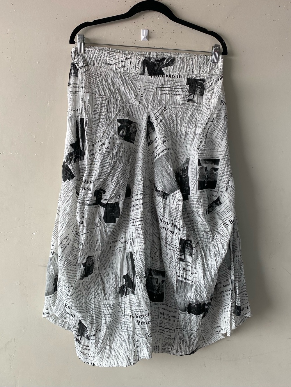 NWOT Ki Meng Newspaper Print Drop Crotch Harem Pants S Y2K Lagenlook - Picture 9 of 13